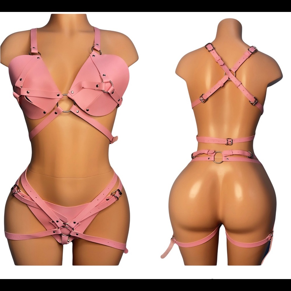 Harness lingerie set PU leather
